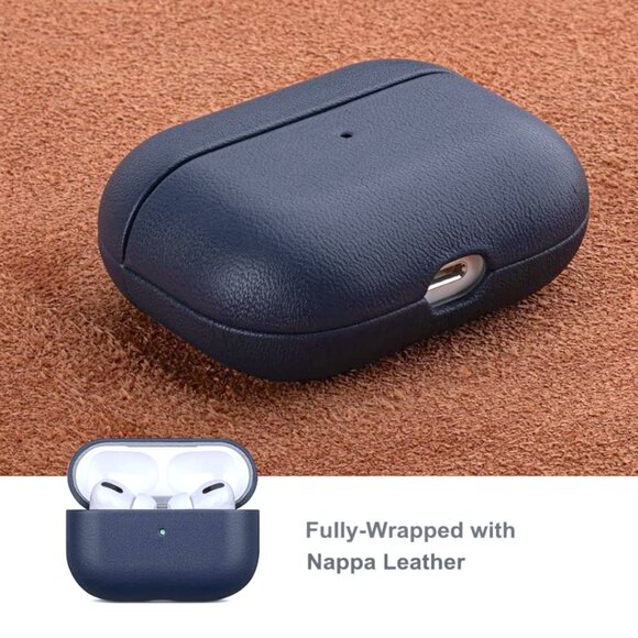NWT NAVY BLUE Smooth Leather Case for Apple Airpods Pro 2 - Picture 6 of 9